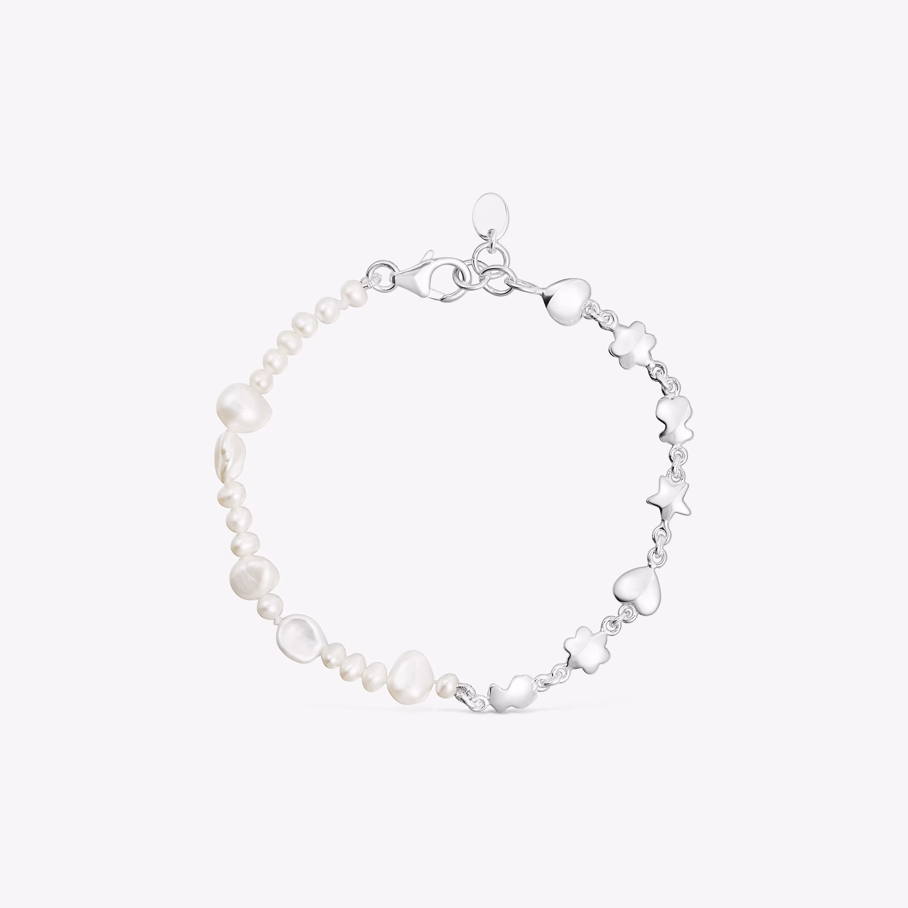 Pulsera de plata y perlas cultivadas con motivos Mini Icons