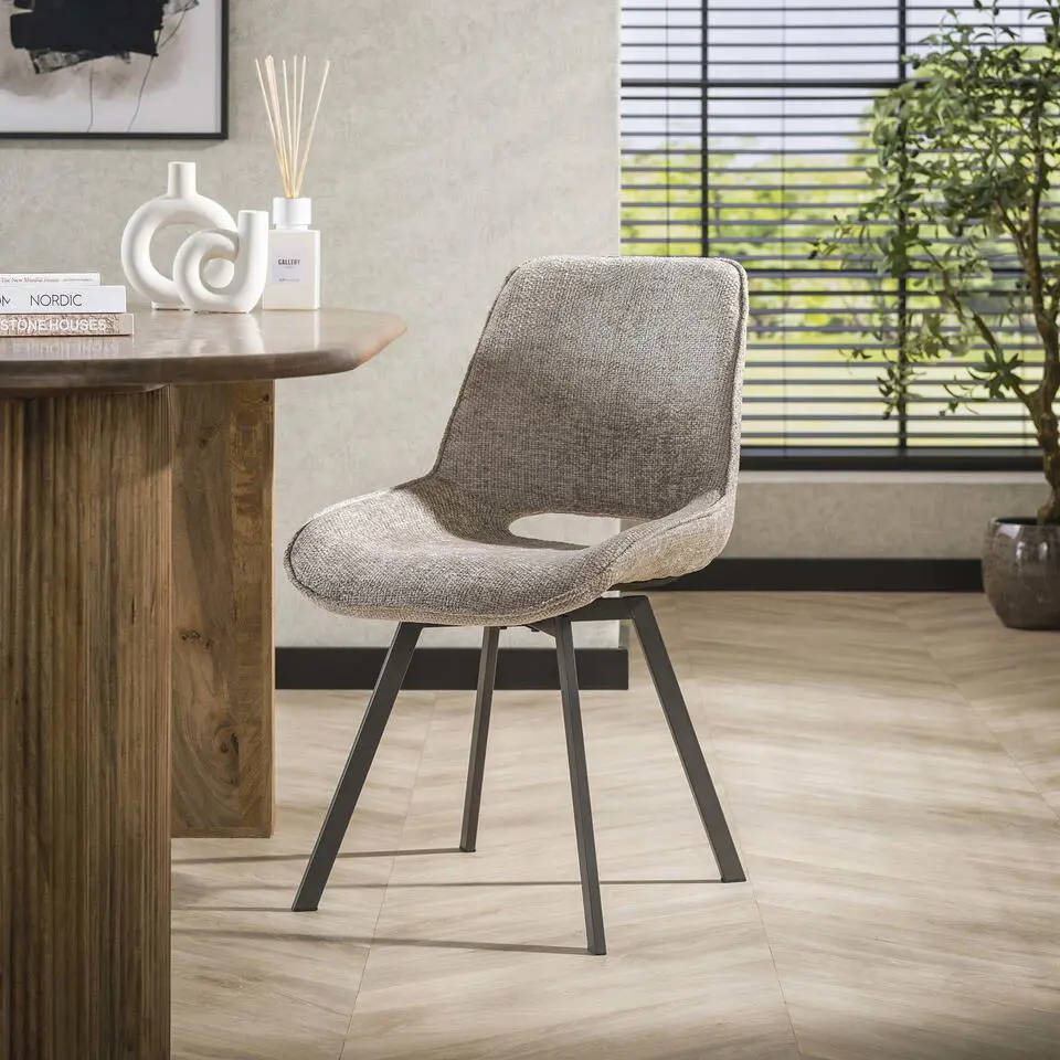 Eetkamerstoel Zand Stof - Swivel Rich - Set van 4
