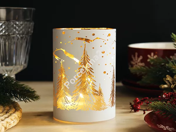 Świecznik szklany LED 12 cm Altom Design - Góry biały 07.CHR.1647