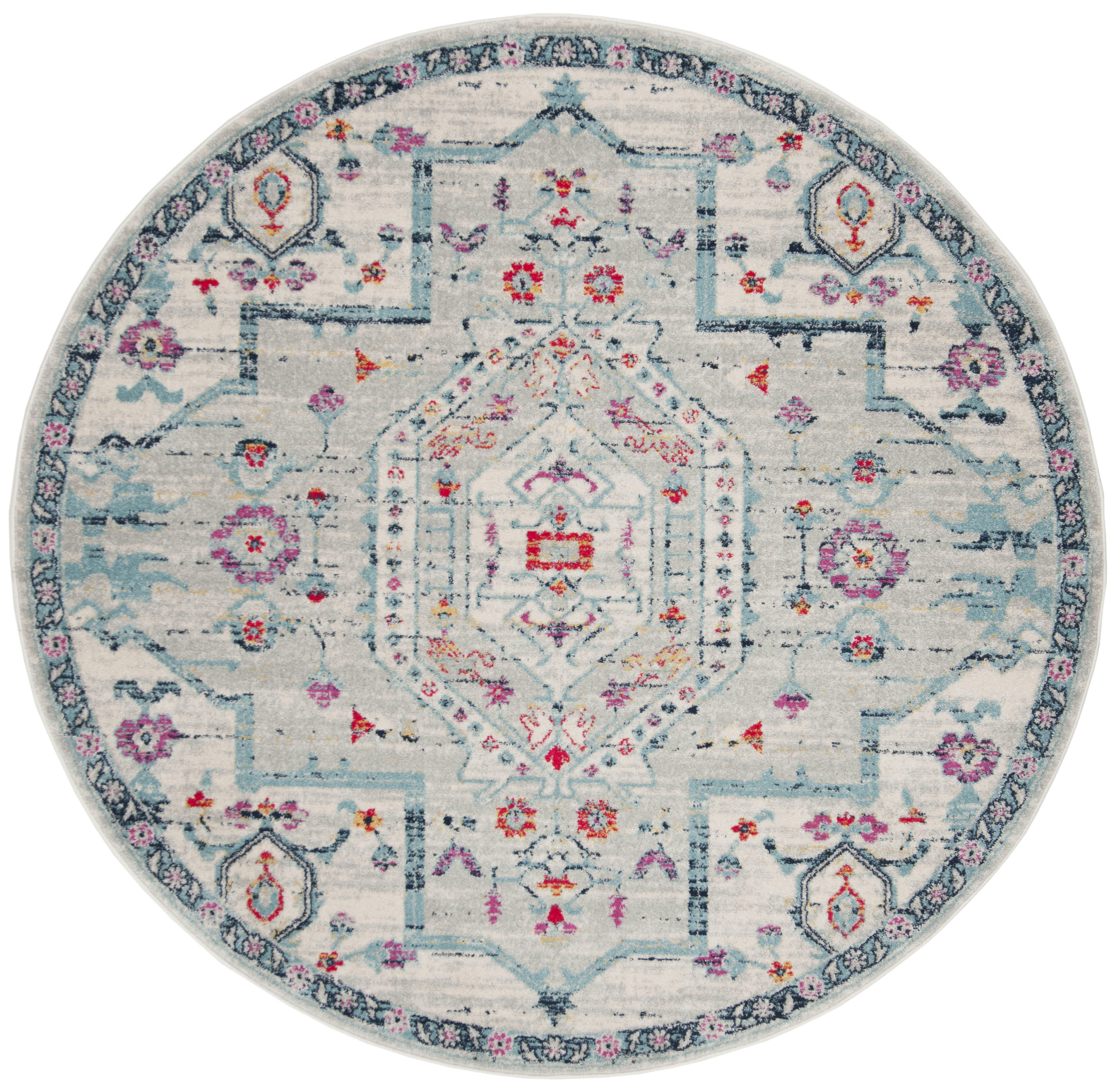MADISON - Tapis de salon interieur en gris clair & fuchsia, 201 x 201 cm