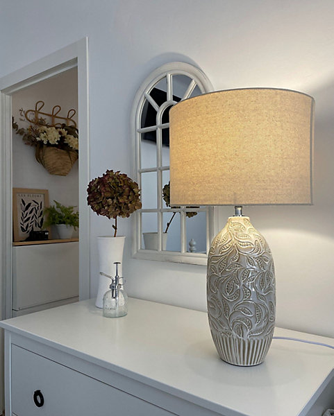Lampe à poser SALZA Céramique Beige