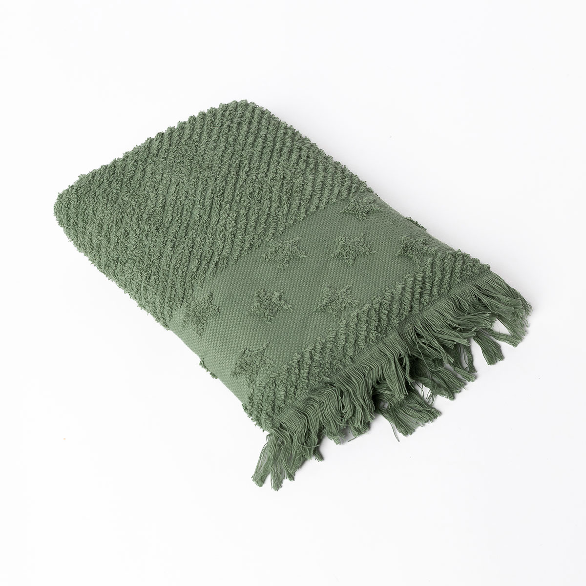 Toalha de mãos verde com estrelas 50x90cm