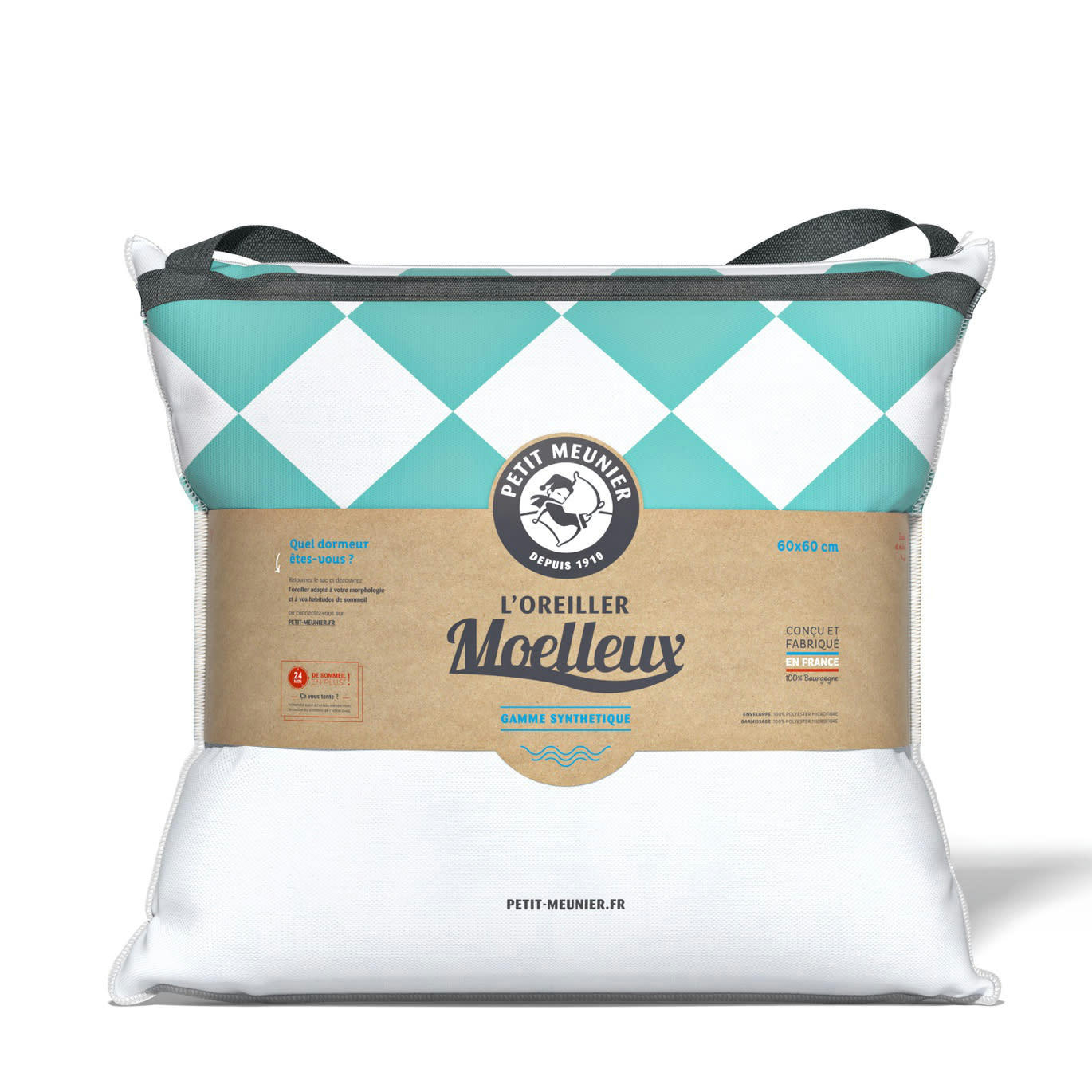 SURMESURE - Oreiller moelleux synthétique carré 60x60