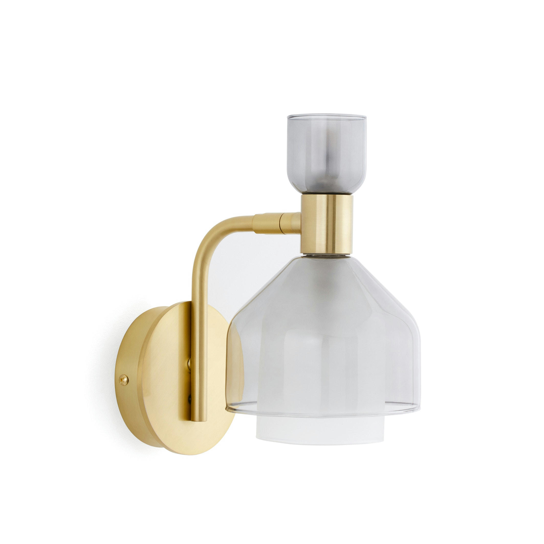 Applique métal fer laitonné et verre fumé, Amoris