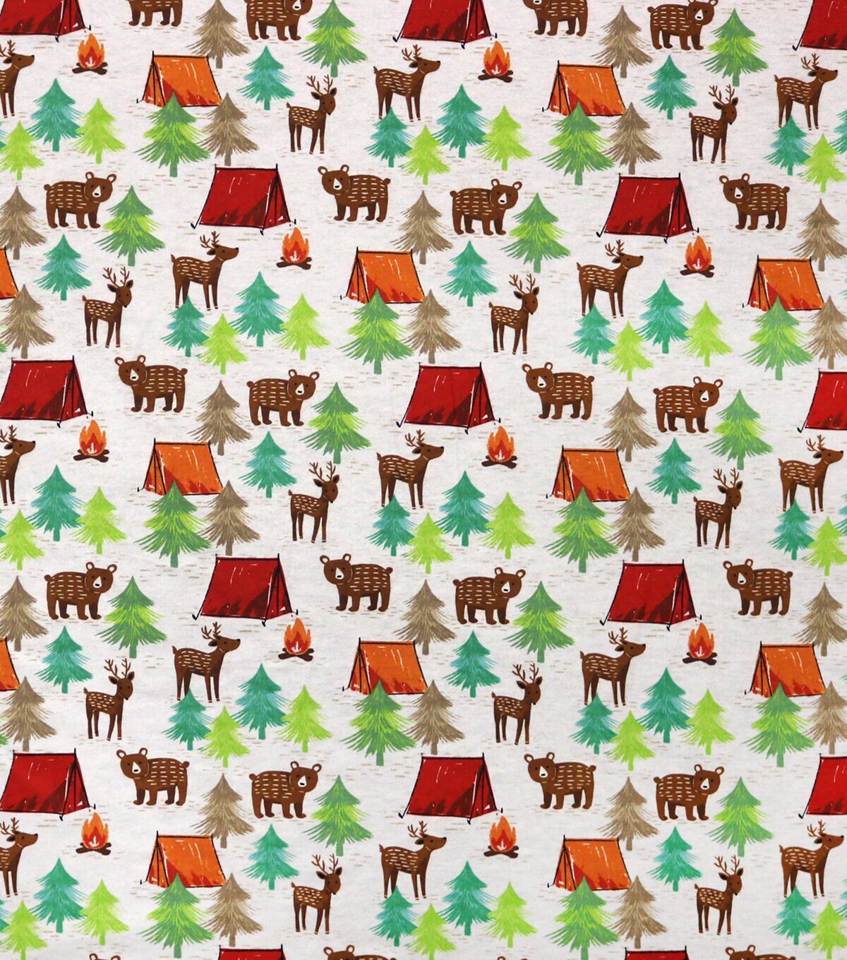 Sketched Animal Camping Super Snuggle Flannel Fabric