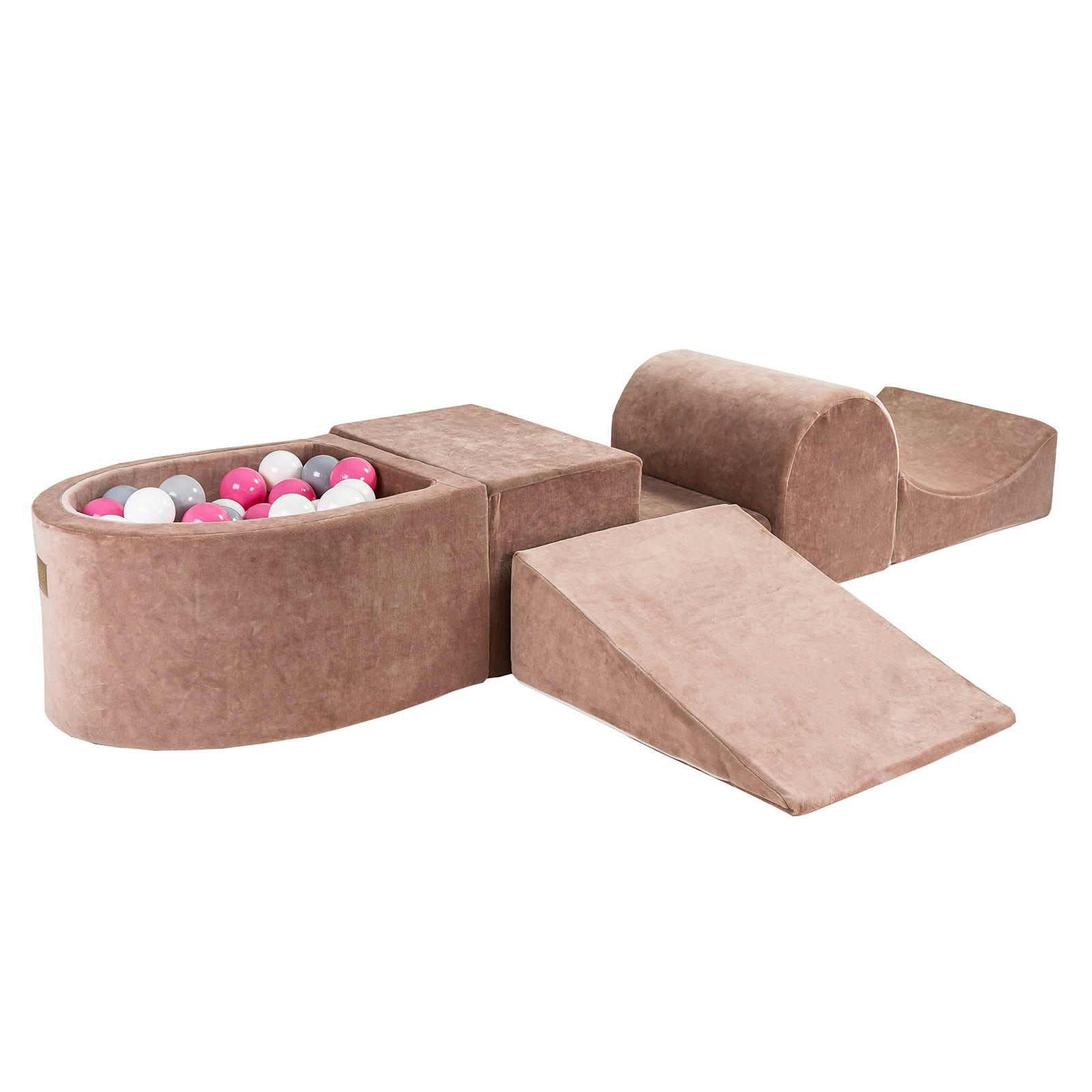 - Set de mousse beige balles Rose clair/Gris/Blanc