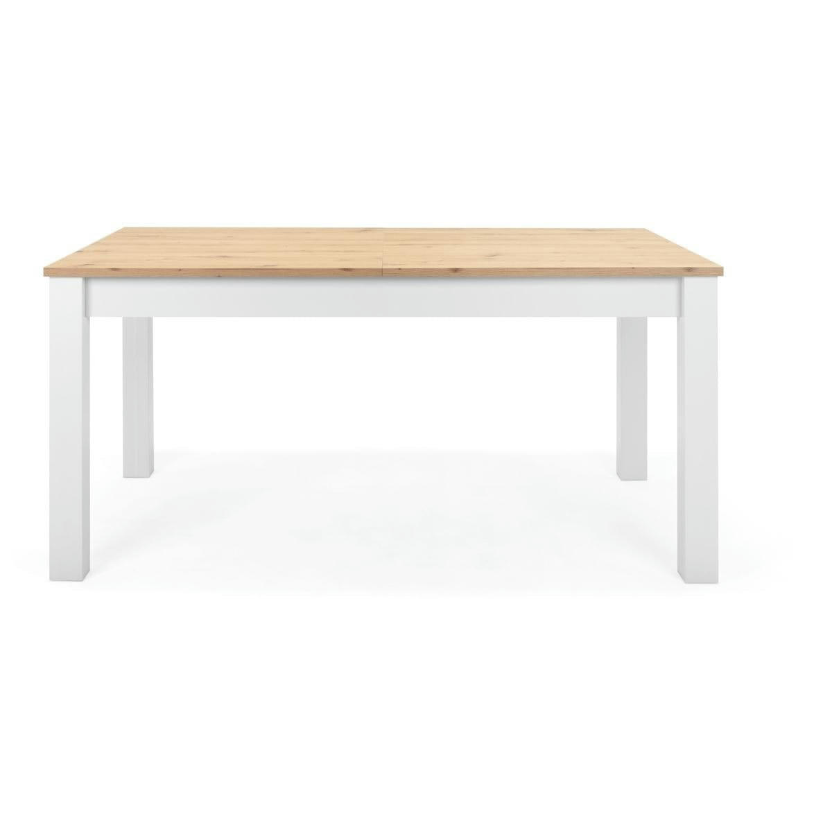 ODENSE - Table à manger extensible 160/215 cm blanc/bois
