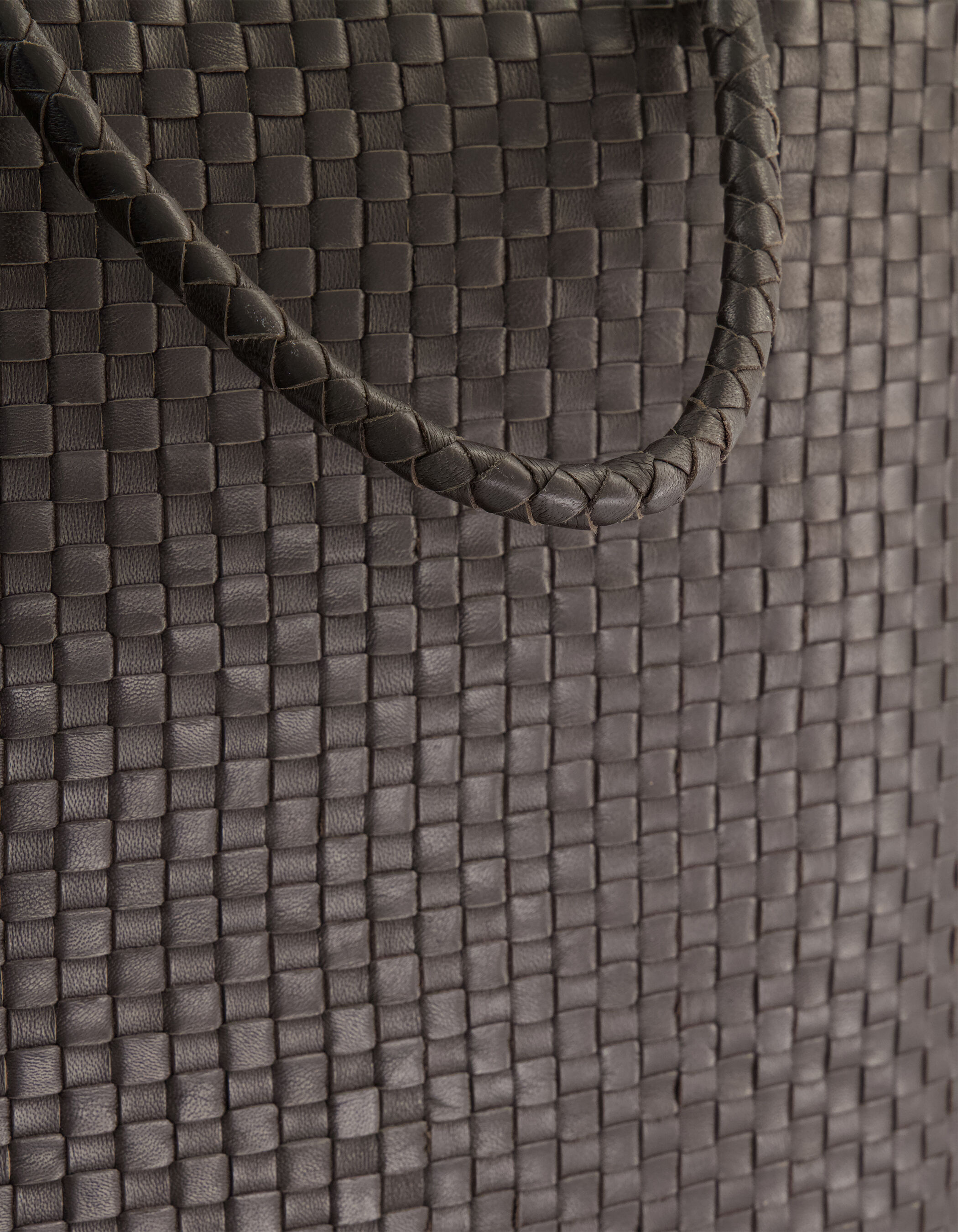 Sac cabas marron cuir tressé Femme