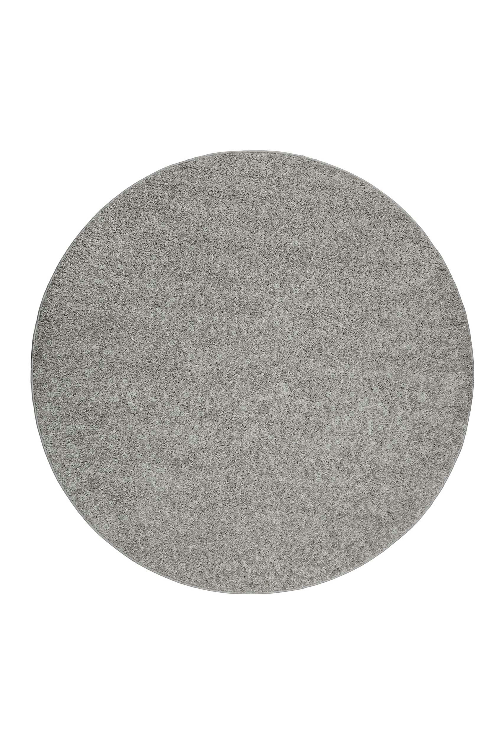 #WHISPER SHAG - Tapis rond poils longs effet bouclette gris clair 80 rd.