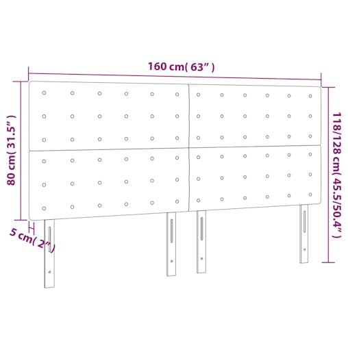 NNEVL LED Headboard Dark Grey 160x5x118/128 cm Fabric