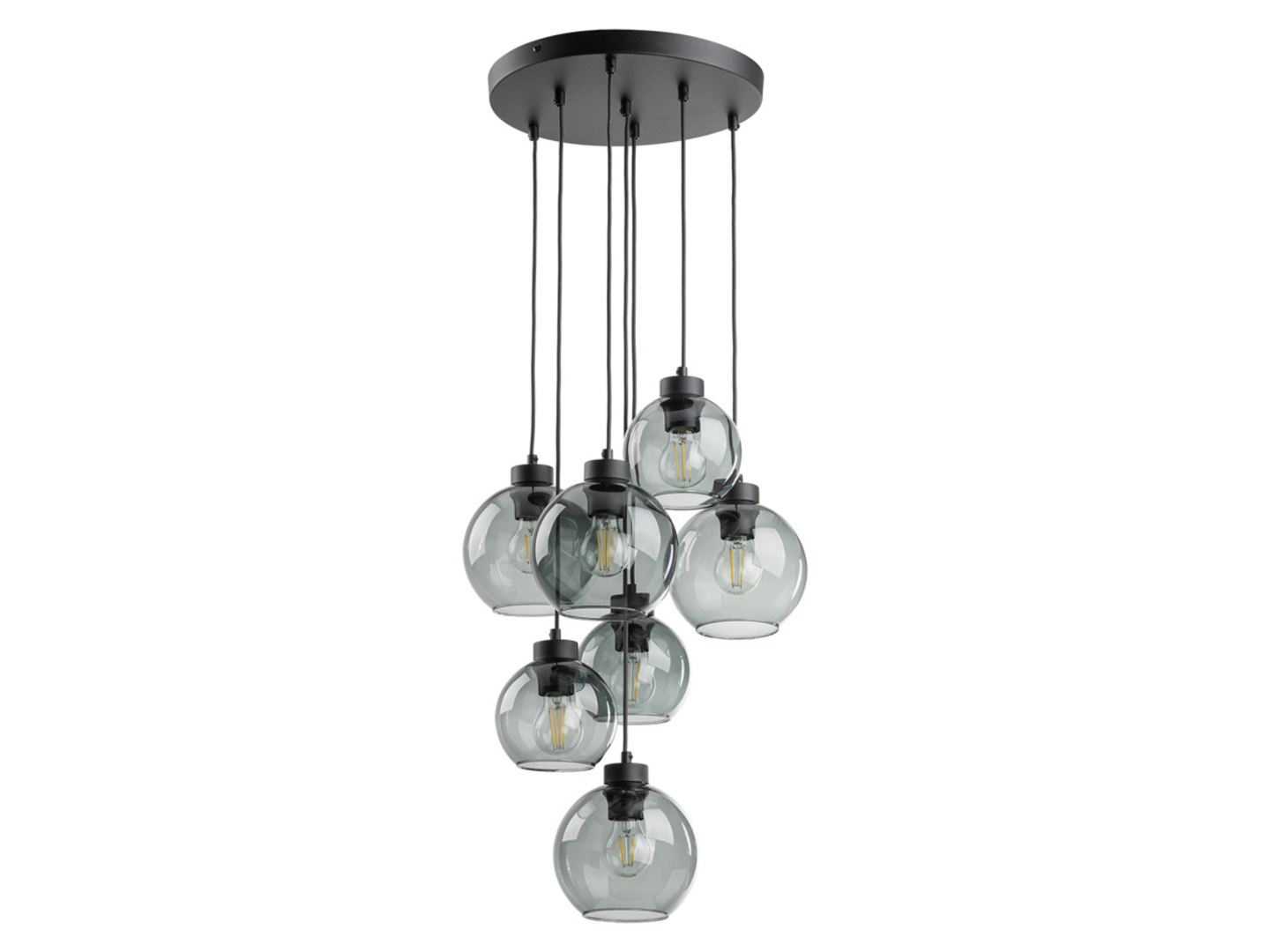 Lampa wisząca Cubus 7-punktowa szklana grafitowa