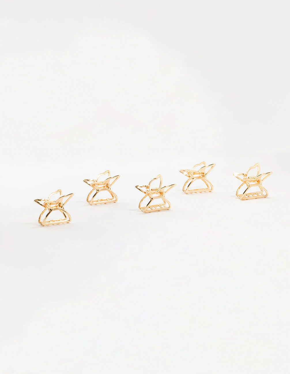 Mini Open Gold Butterfly Hair Clips 5-Pack