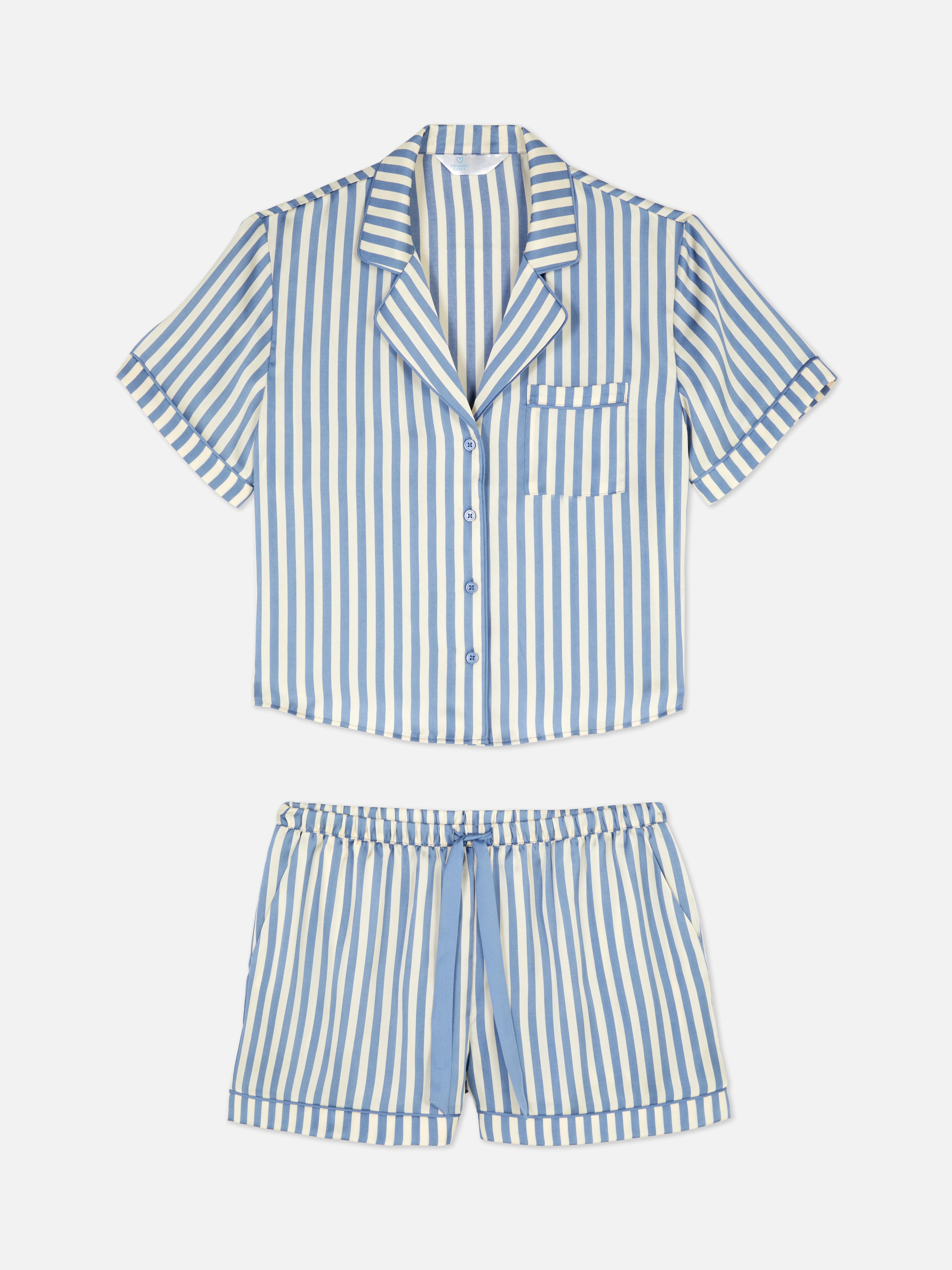 Satin Shirt & Shorts Pajama Set