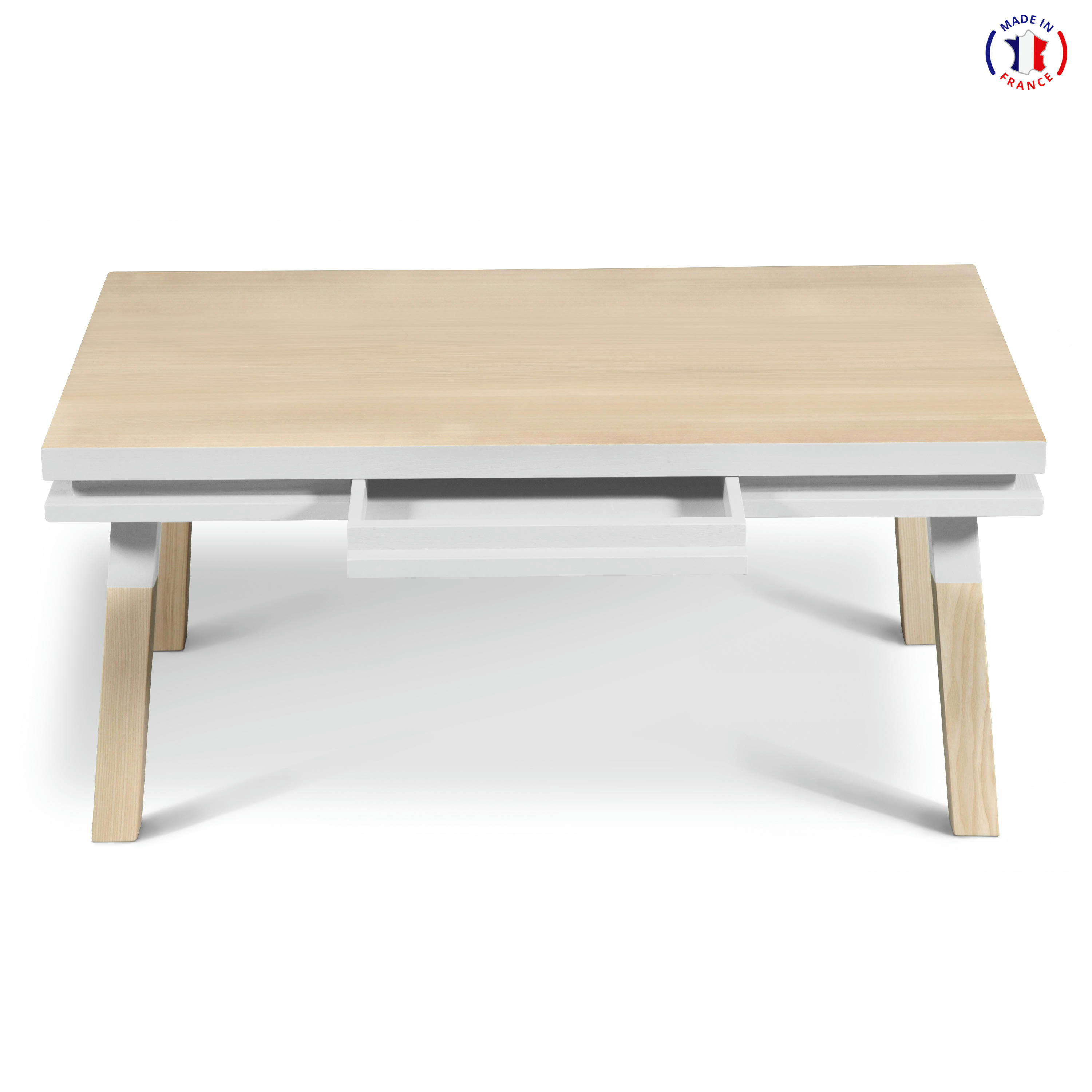 EGEE - Table basse avec tiroir 100 cm, 100% frêne massif