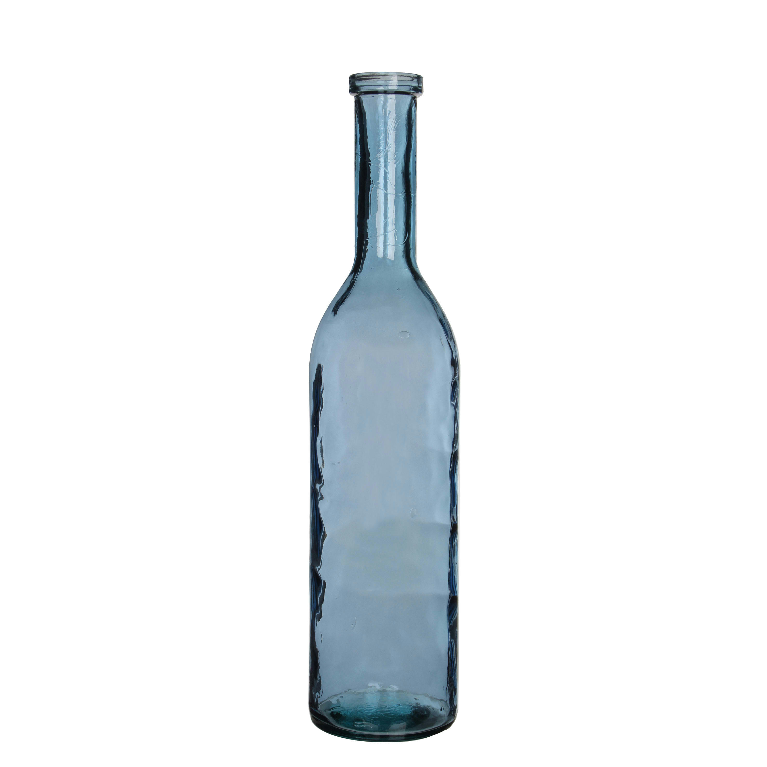 RIOJA - Vase bouteille en verre recyclé bleu H75