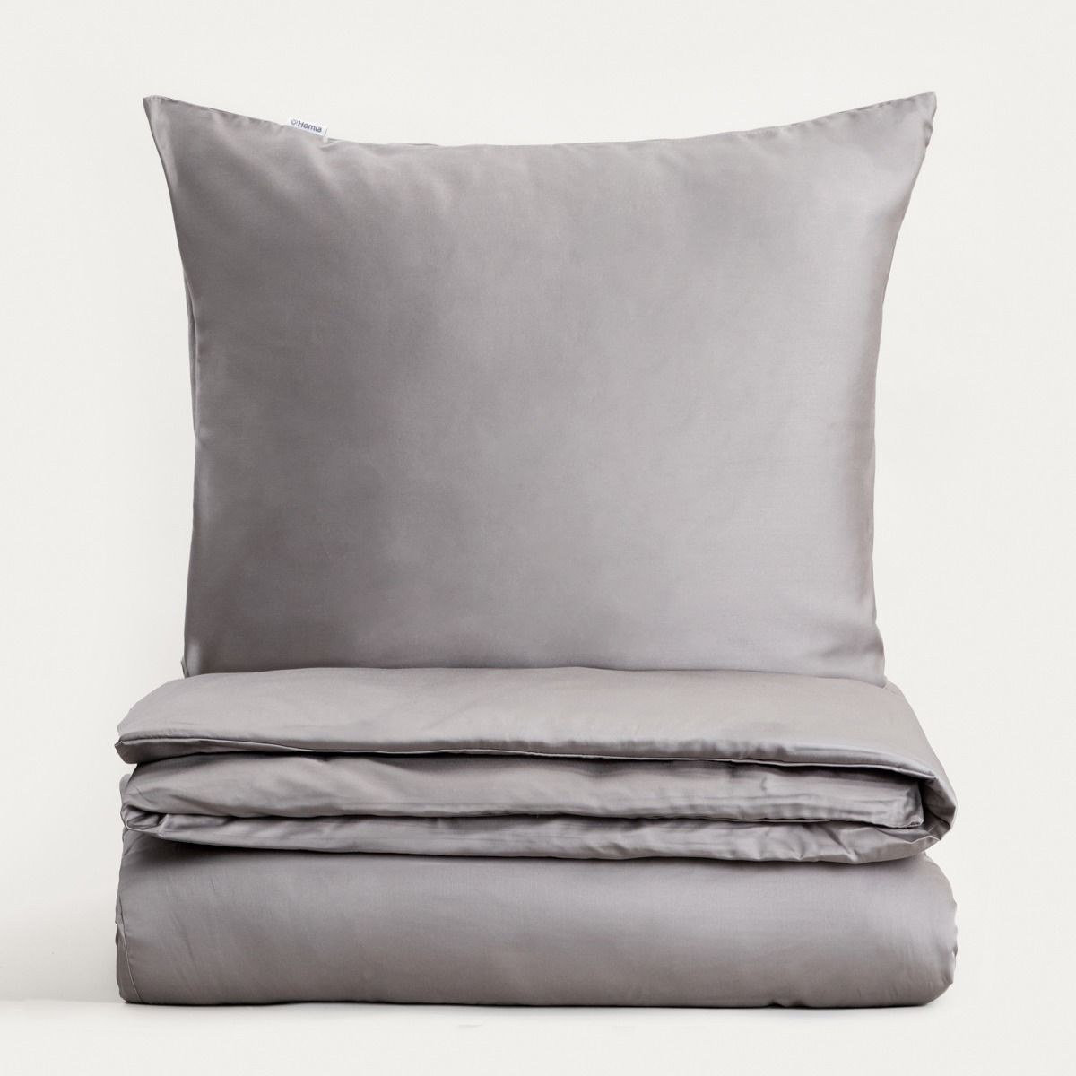 Pościel BAMSA gładka z satyny bambusowej szara 220x200   2*50x60 cm