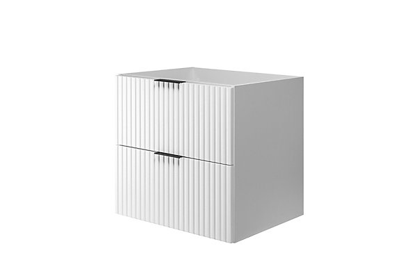 Meuble vasque, Blanc / Chêne Craft   poignée noire, 140 (2 x 60  20) x 57 x 46 cm