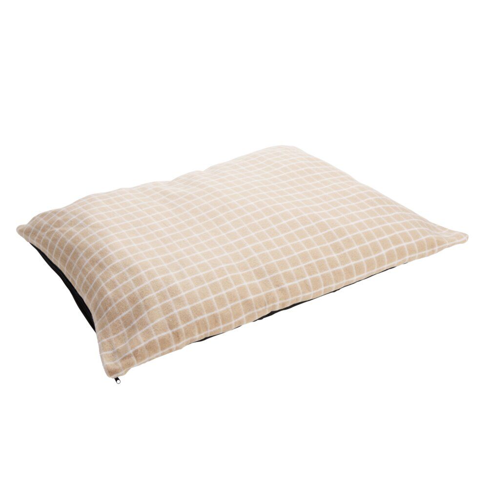 Matelas pour chien coton quadrillage orange et blanc Taille M 75x55xép8cm