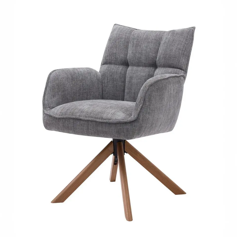 Eetkamerstoel Antraciet/Eikenhout - 59x65x86cm - Marilla - Set van 2