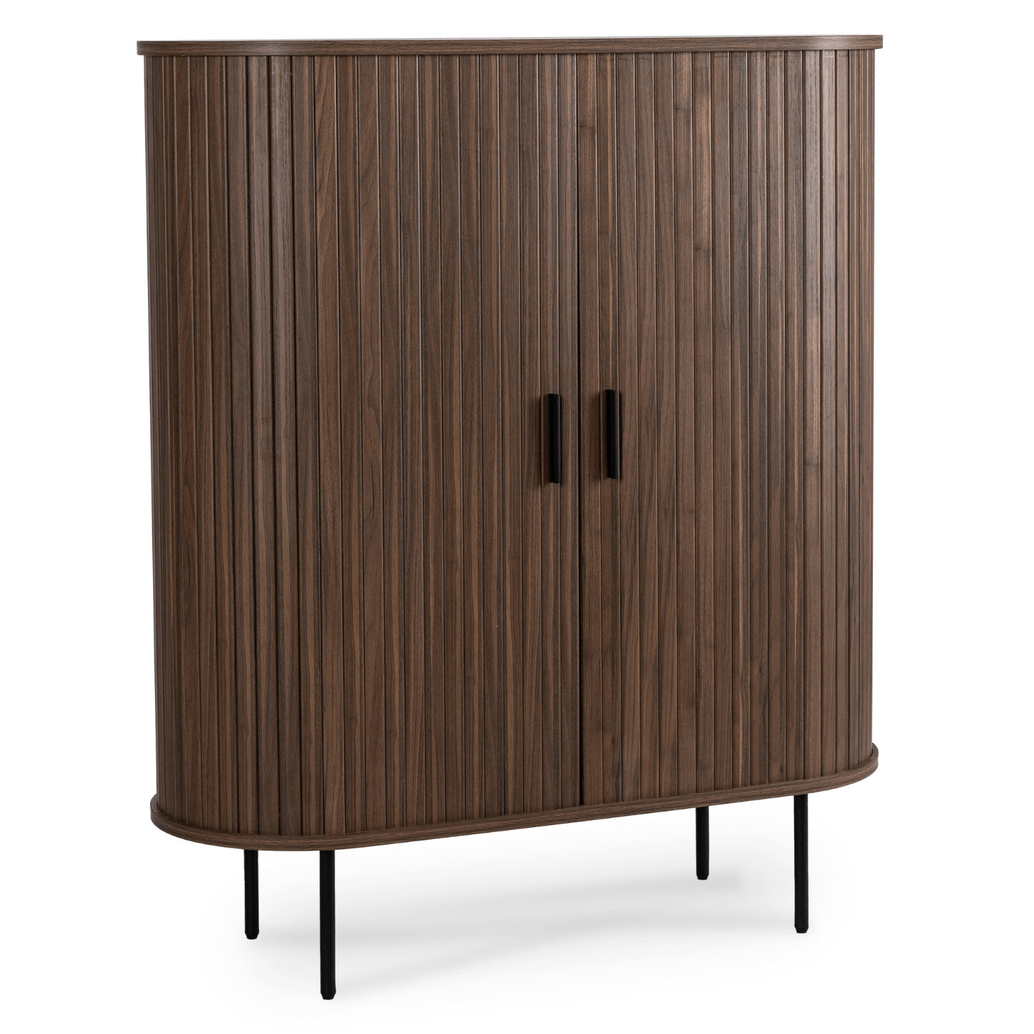 Komoda Z Lamelami Duża Wysoka Do Salonu Sypialni Loft Orzech TRISH 100 cm