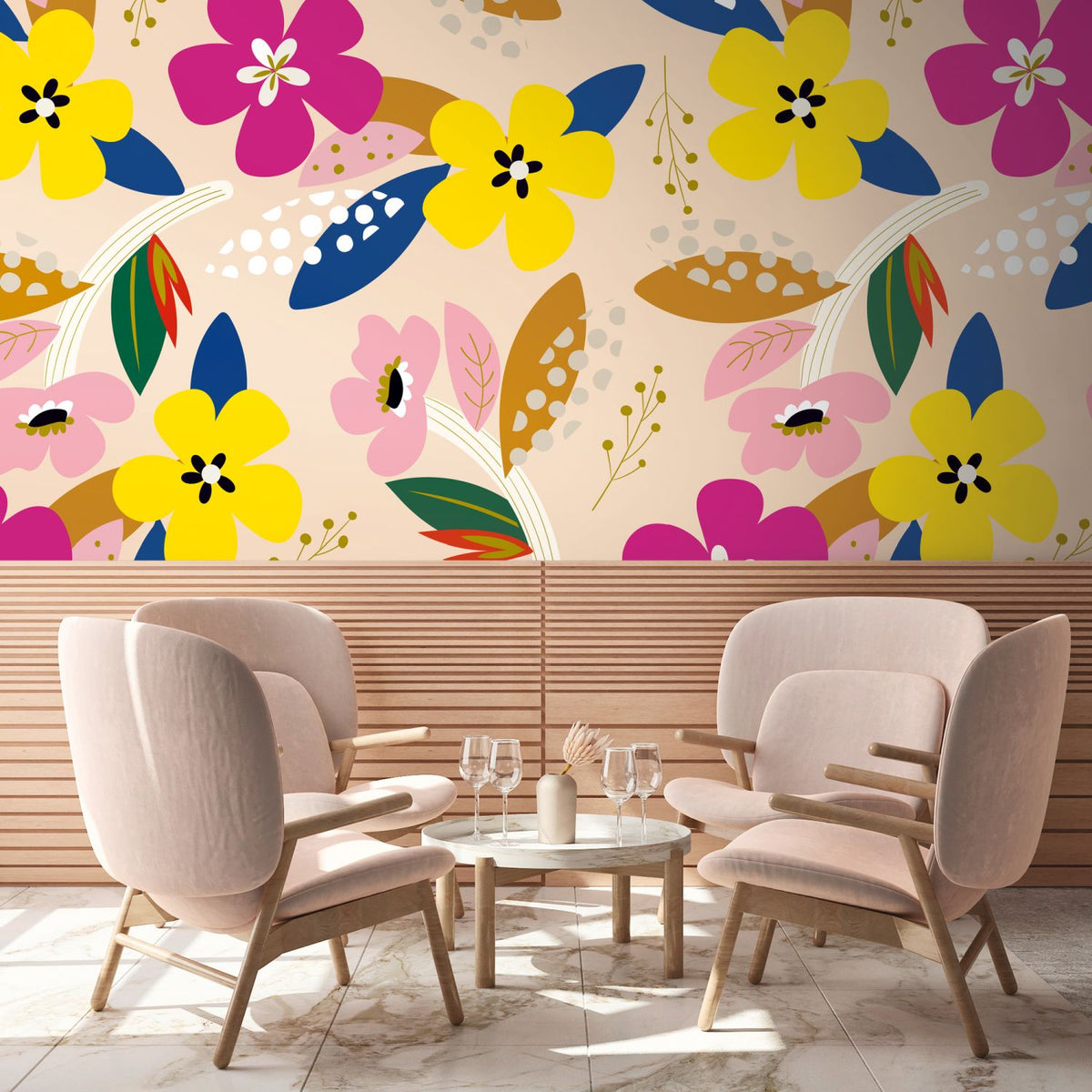 Livingwalls fotobehang bloemen beige 159 x 280 cm AS-392091