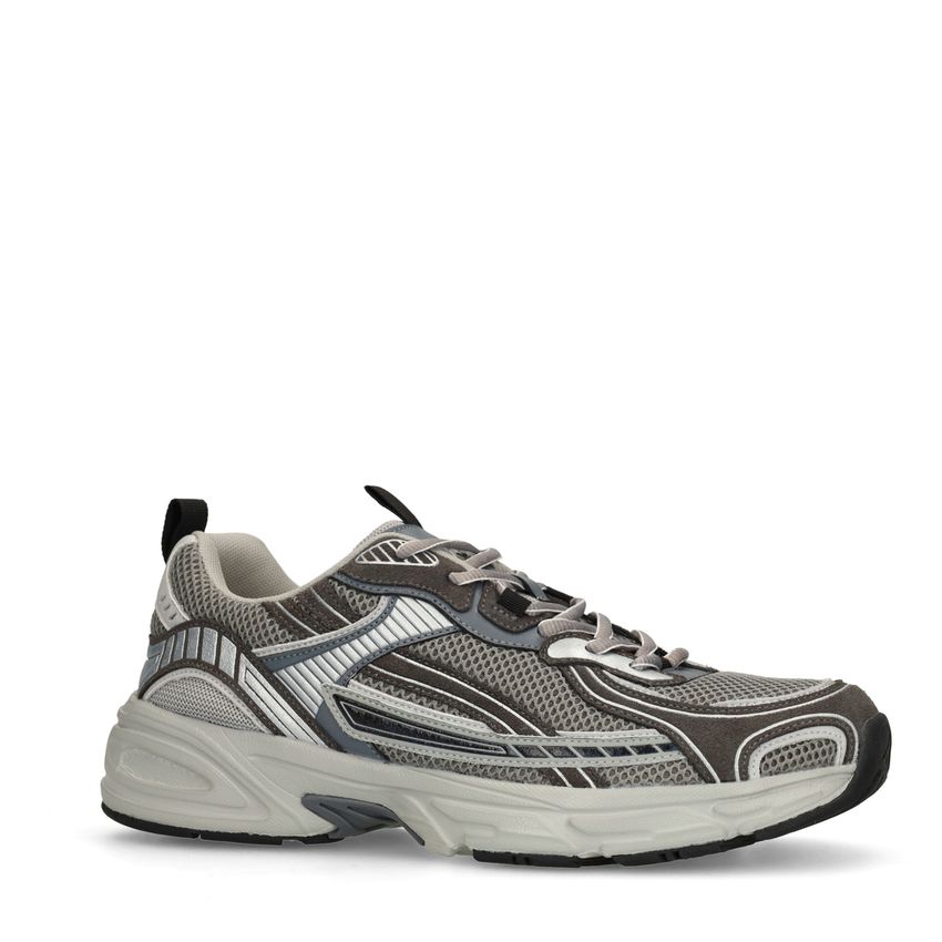 Manfield Grijze sneakers met mesh destails