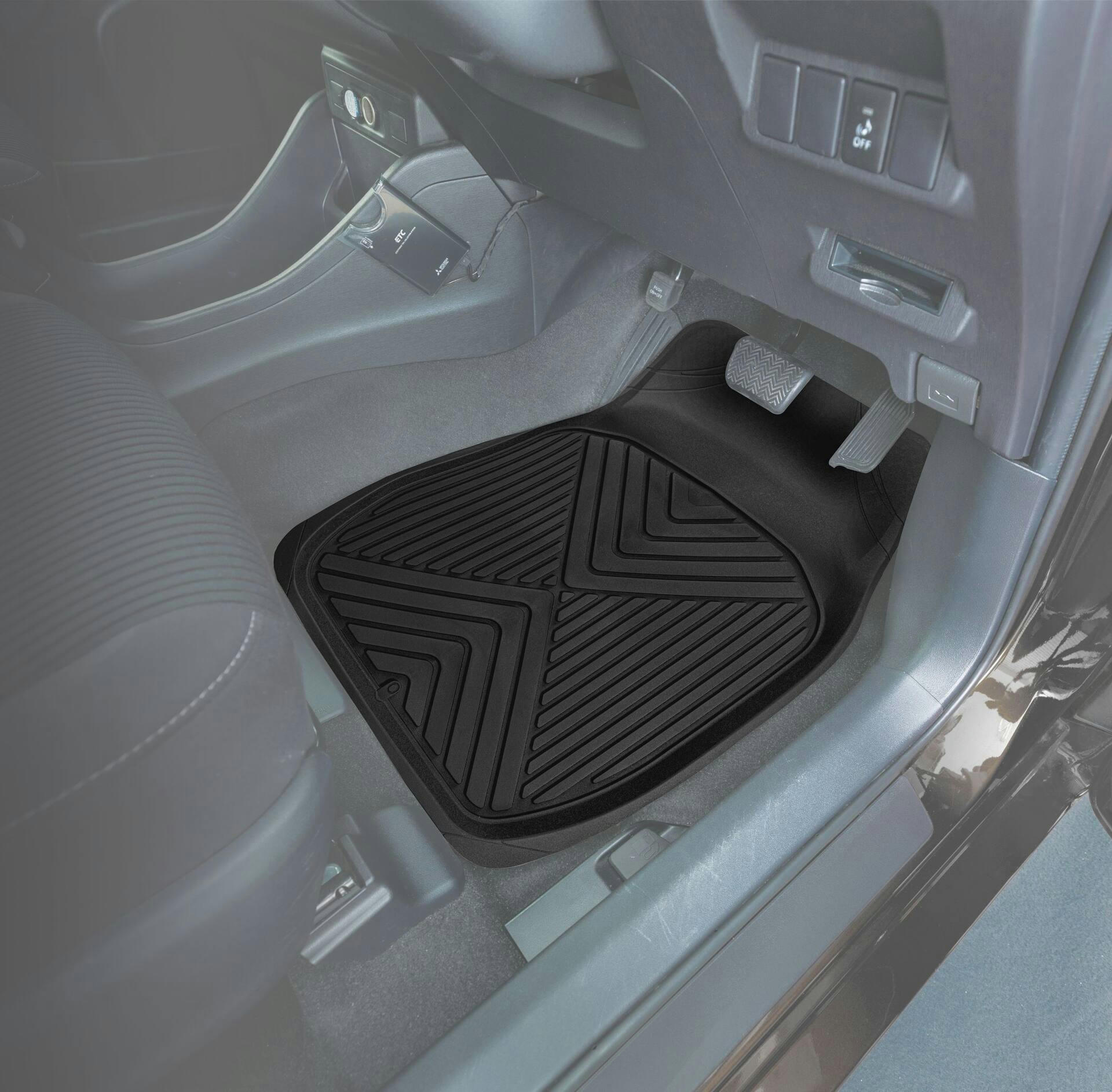 MotoMaster Deep Tray Rubber Car Floor Mat, Black, 4-pk