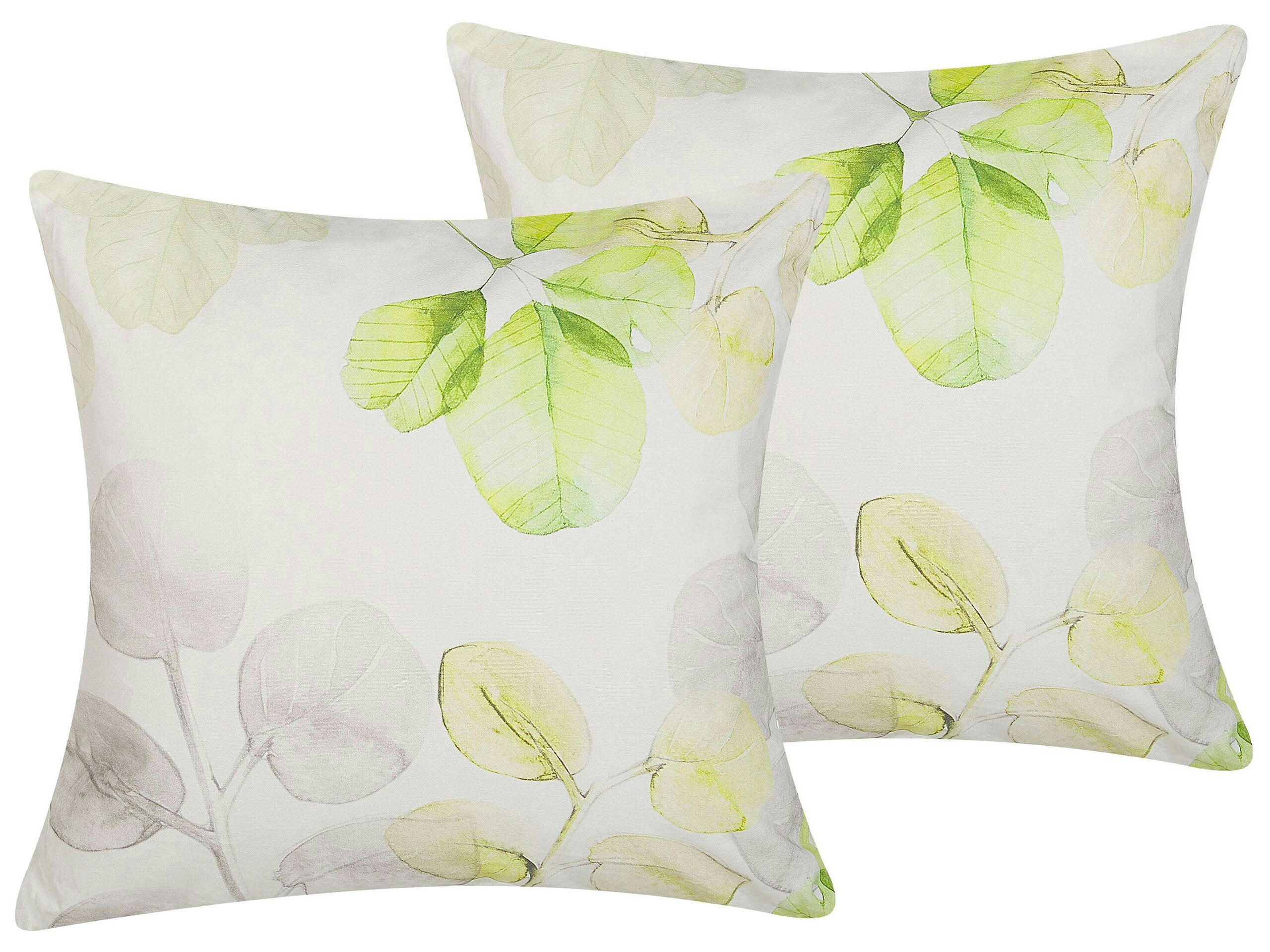 PEPEROMIA - Lot de 2 coussin décoratifs en tissu blanc 45x6cm