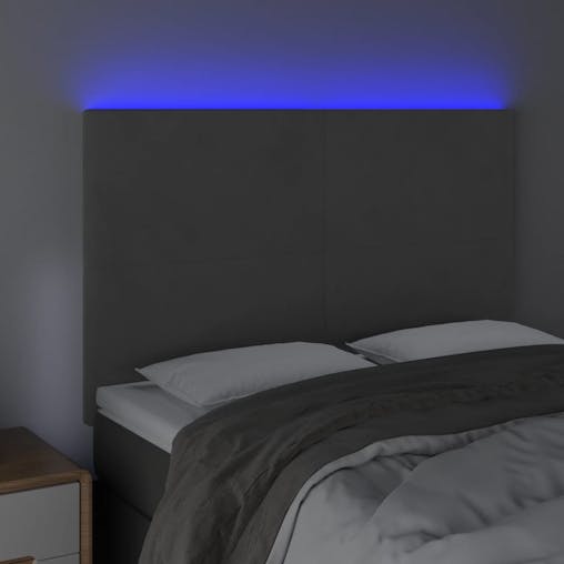 NNEVL LED Headboard Dark Grey 144x5x118/128 cm Velvet