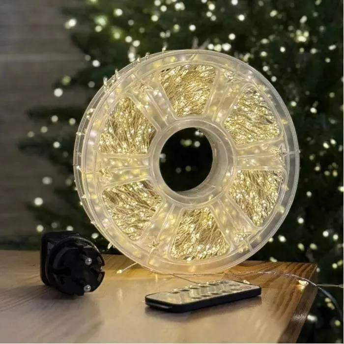 3000 LED Christmas String Lights 100m, Warm White Fairy Lights, Clear Wire, Remote Control, 8 Modes, Timer, Christmas Tree Lights