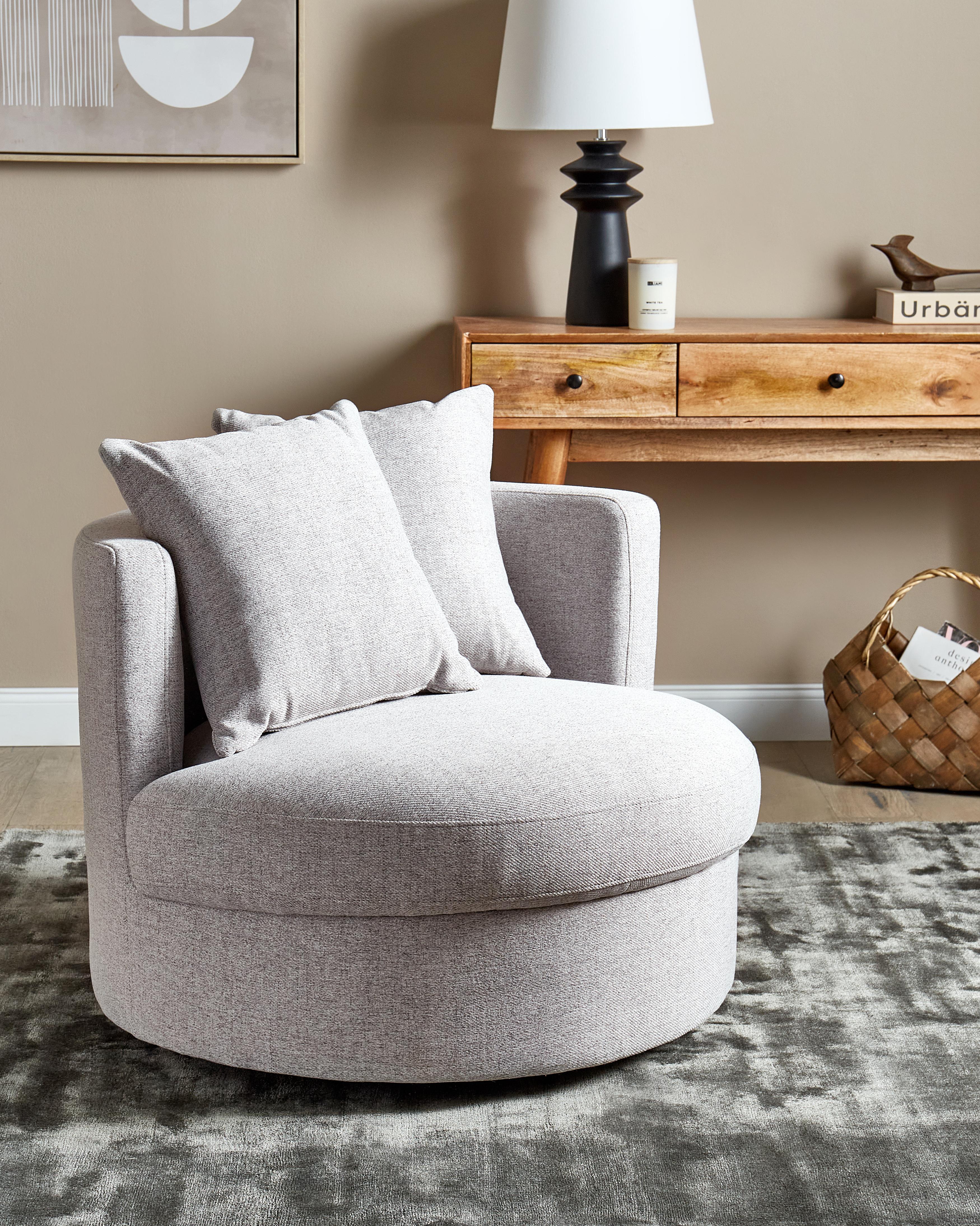 Swivel Armchair DALBY Fabric Light Grey