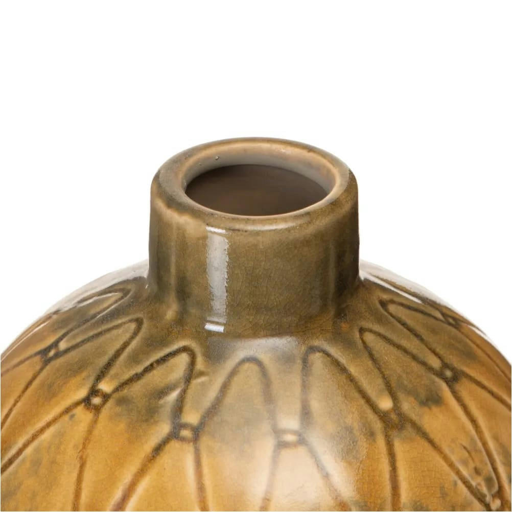 - Vase rond moutarde patiné H18cm