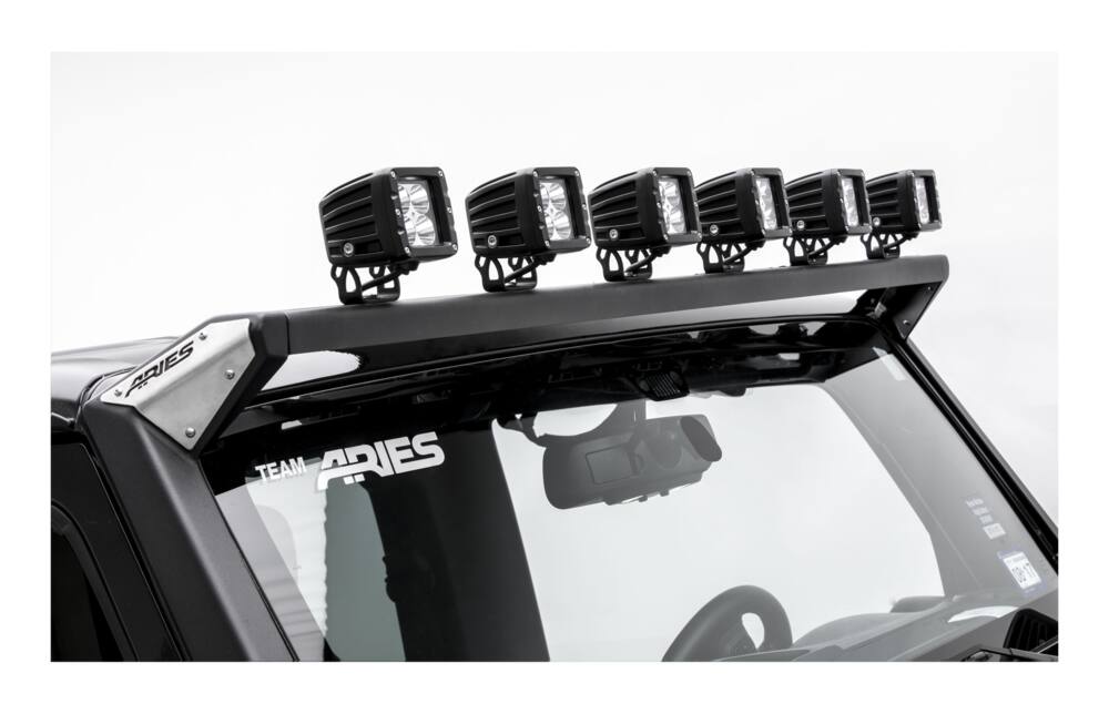 Aries Jeep Over Windshield Light Bar Brackets with Crossbar
