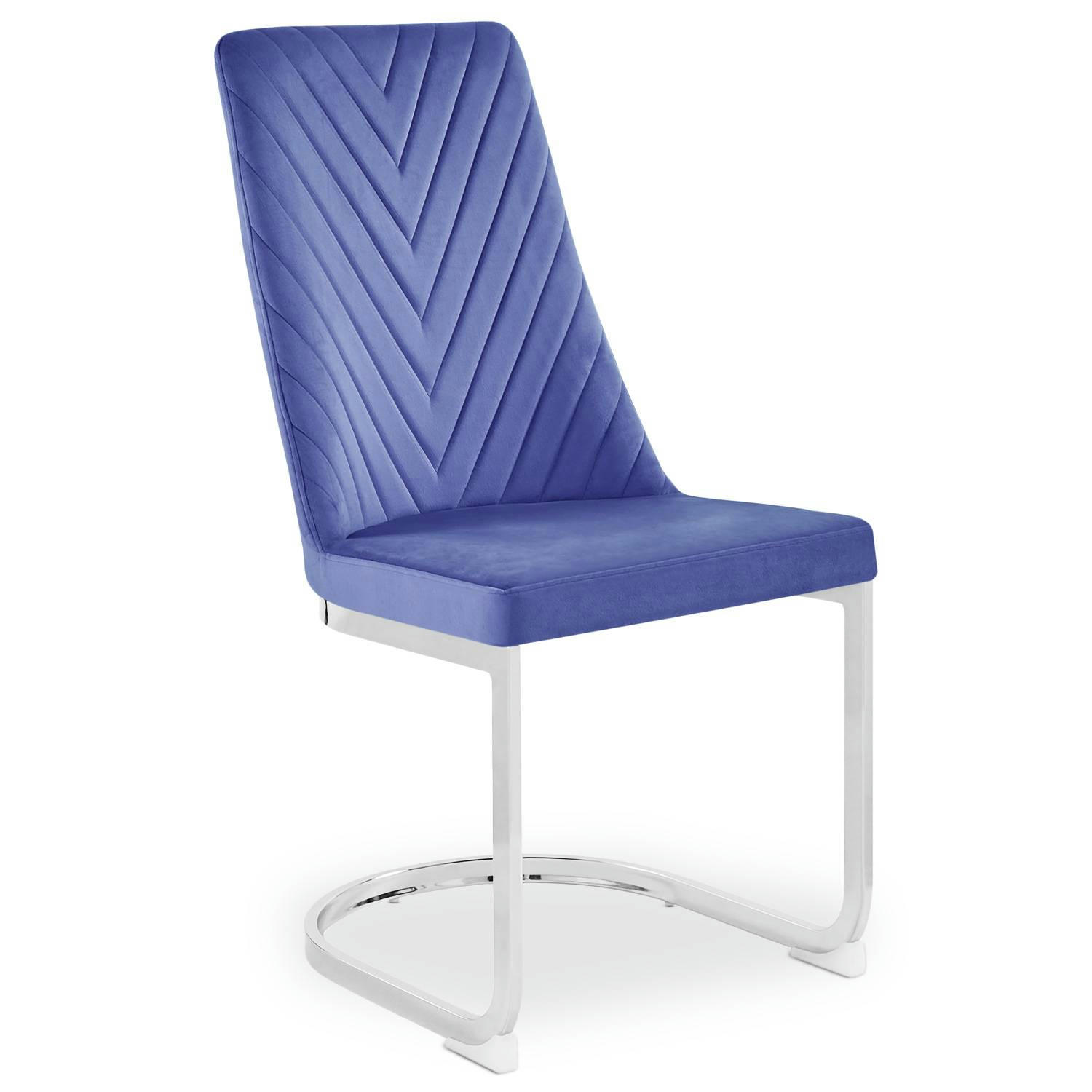 MISTIGRI - Lot de 2 chaises design velours bleu
