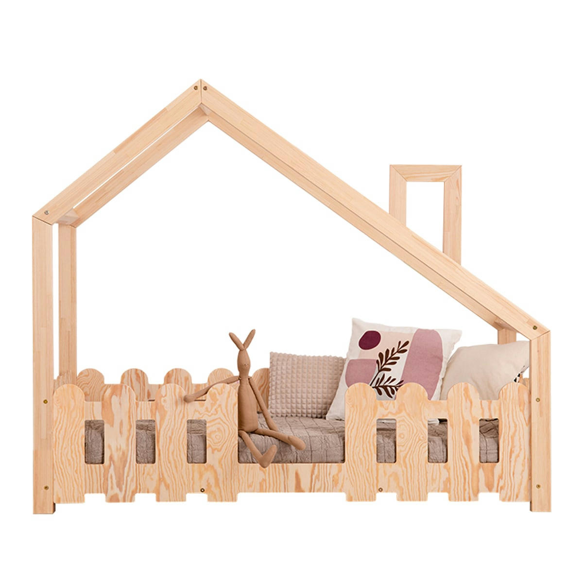 CLAIRE - Lit cabane 90x190 sommier inclus naturel