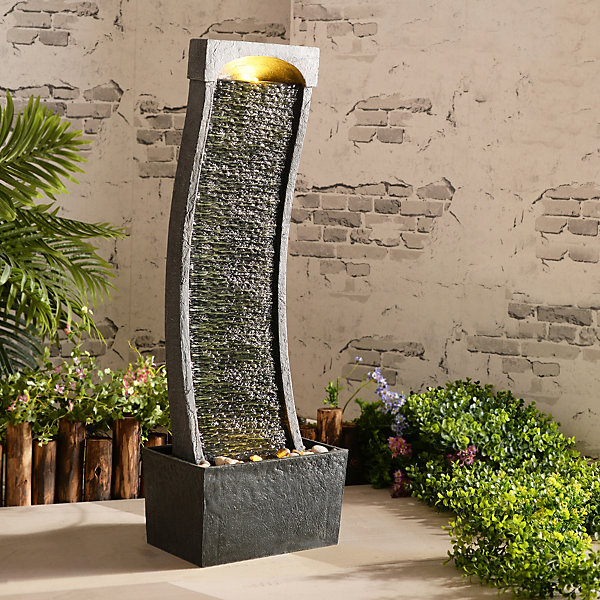Fontaine LED en polyrésine, noire Teamson Home