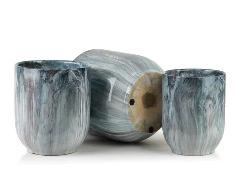 NEVA MARBLE Komplet 3 osłonek ceramicznych 28x28x29/23,5x26,5/19x24,5cm