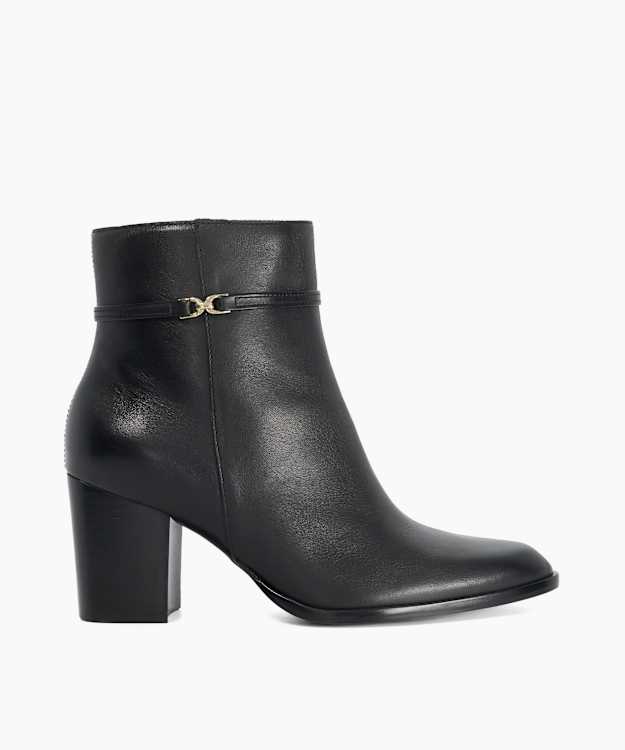Pagety Black - Leather Heeled Ankle Boots