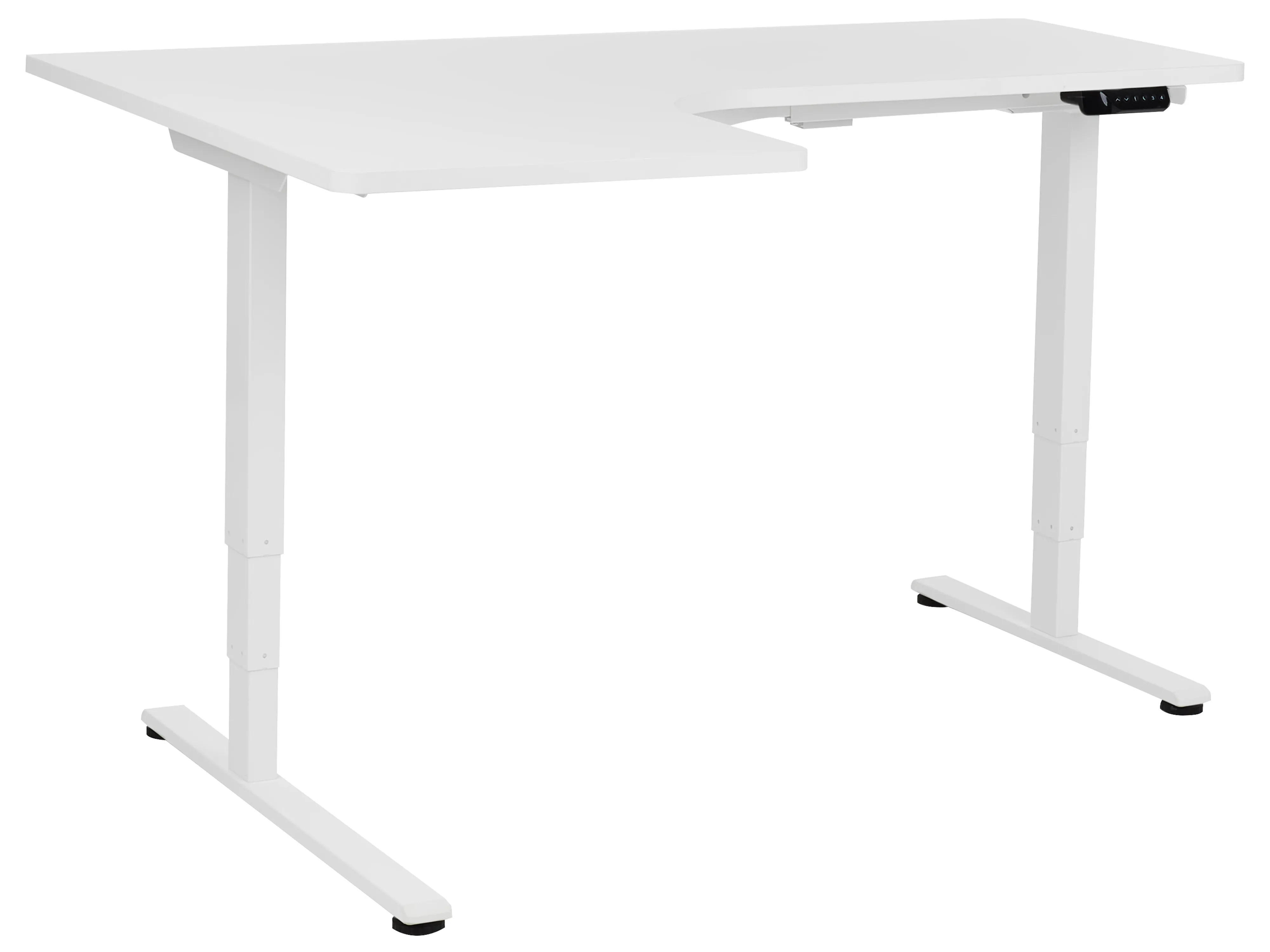 Electric Adjustable Corner Desk DESTINES White 160 cm 109 cm Left Hand