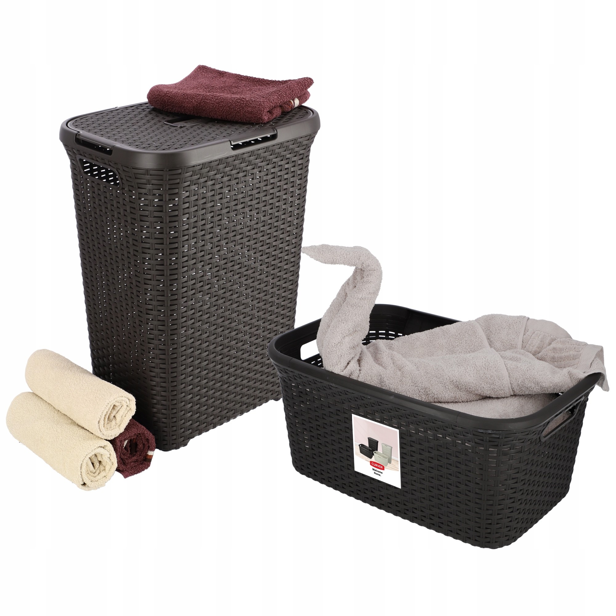 Curver Kosz Na Pranie Bieliznę 60 45L Rattan Brąz