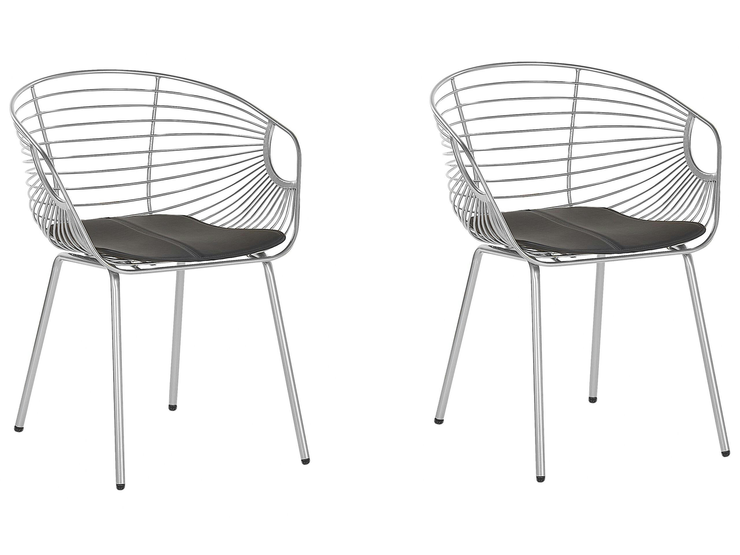 HOBACK - Lot de 2 chaises en métal argenté