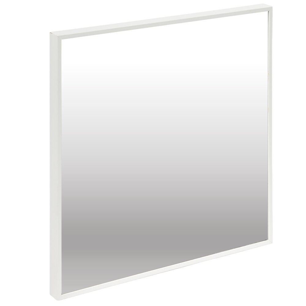 Miroir carré bord fin bois et verre blanc 30x30cm