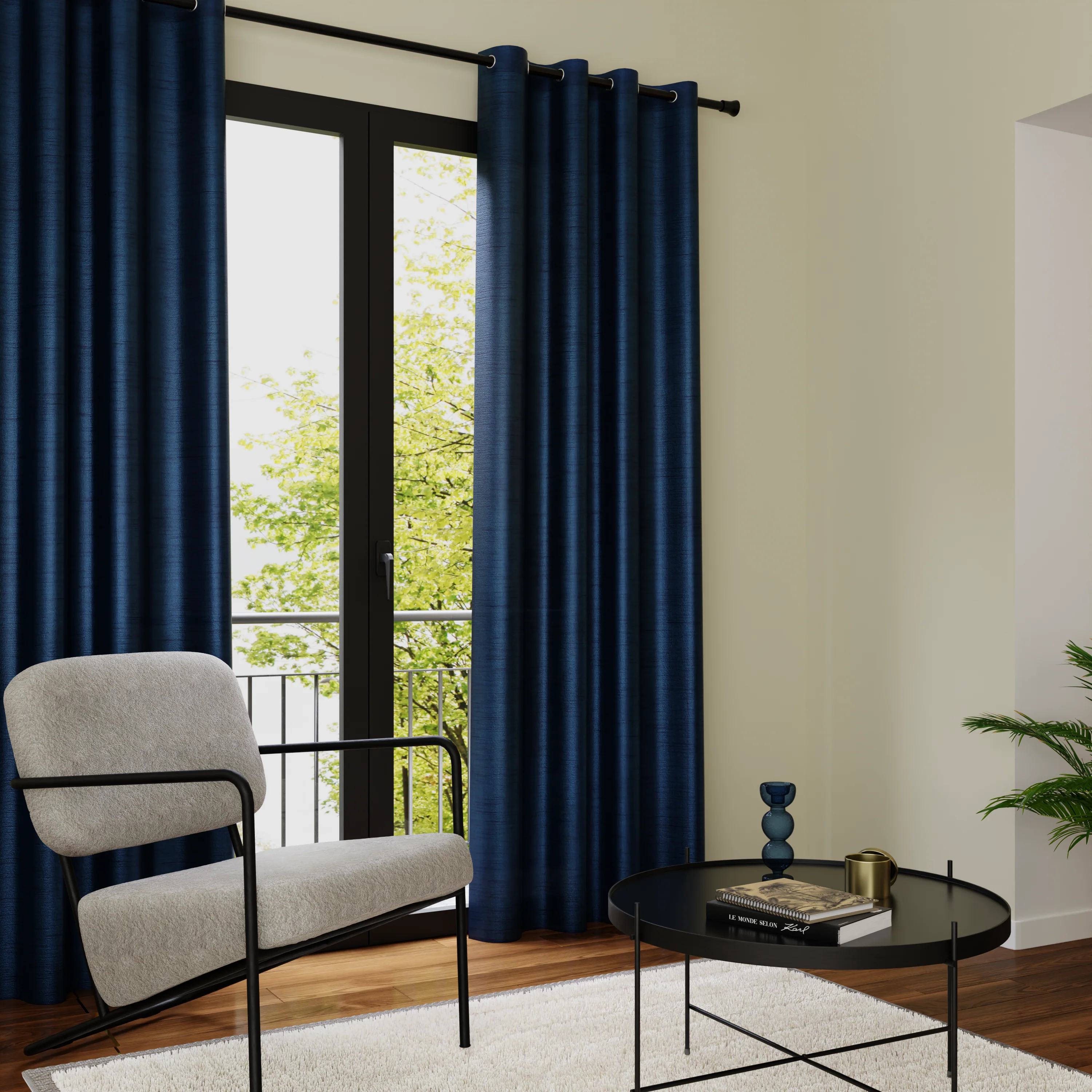 Rideau PEGAZE coloris bleu nuit 135 x 260 cm