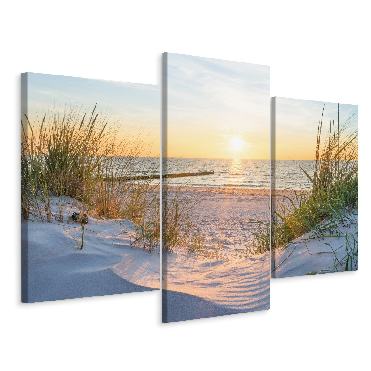 Obraz Tryptyk Morze PLAŻA Zachód Słońca 3D 60x40cm