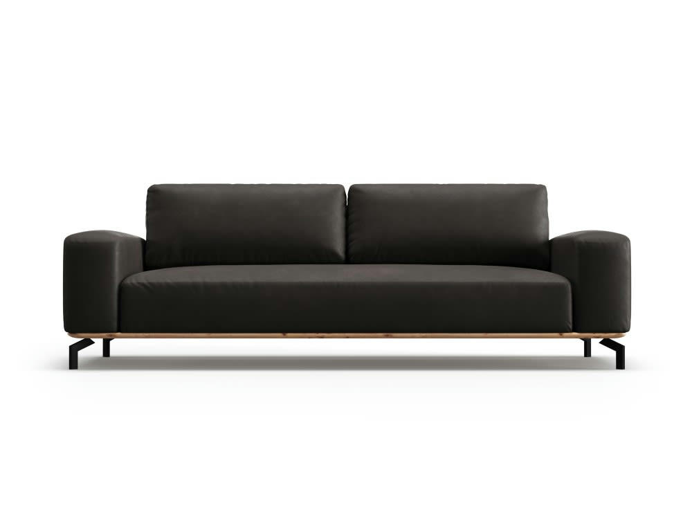 MARC - Canapé 3 places en cuir noir