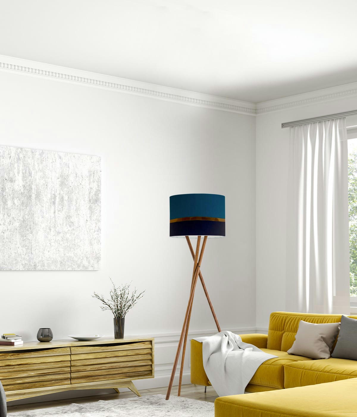 KHARANI - Abat-jour Lampadaire bicolore Bleu D: 45 x H: 28