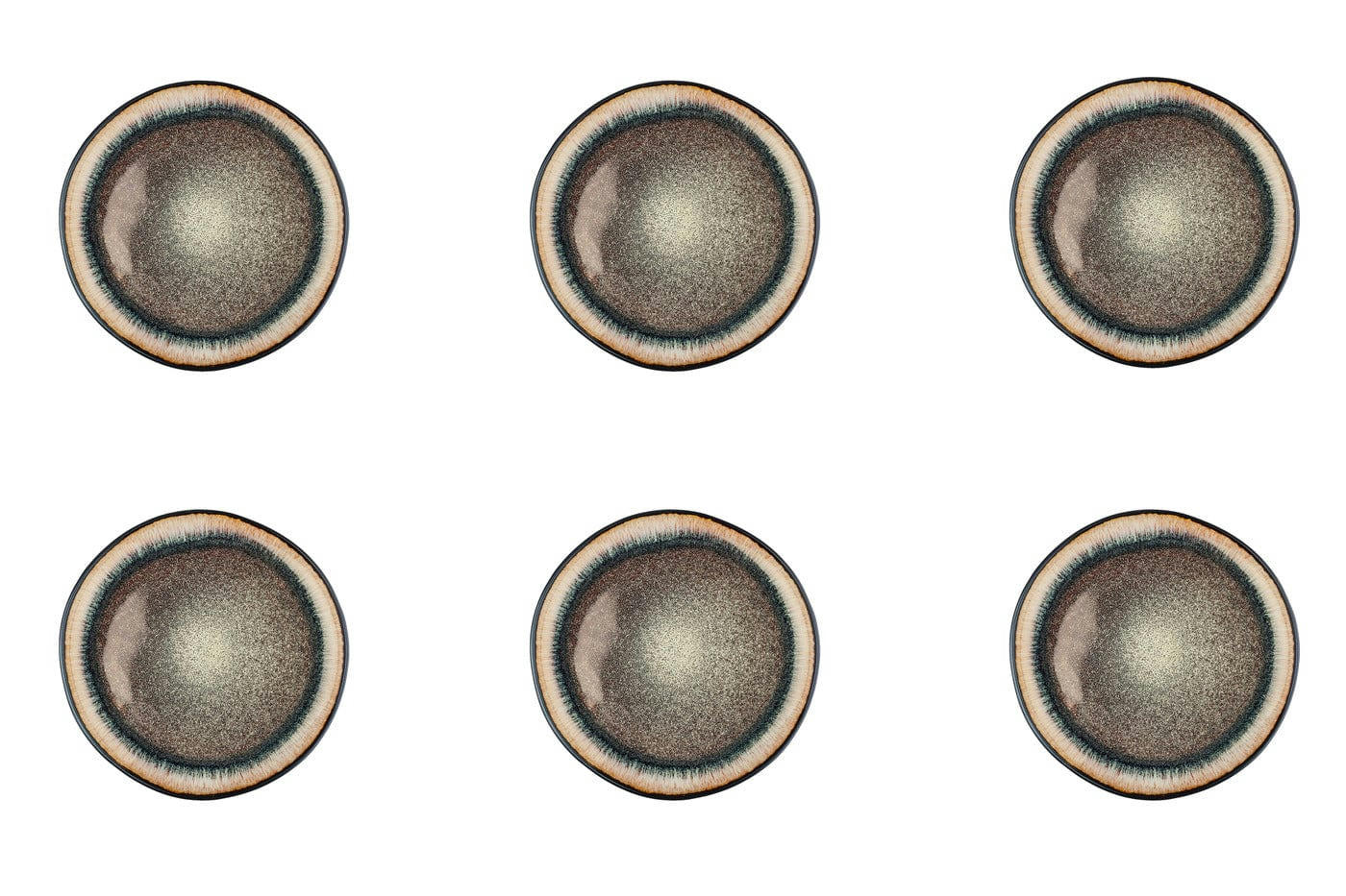 REACTIV - Lot de 6 assiettes à dessert en grès marron D21.5