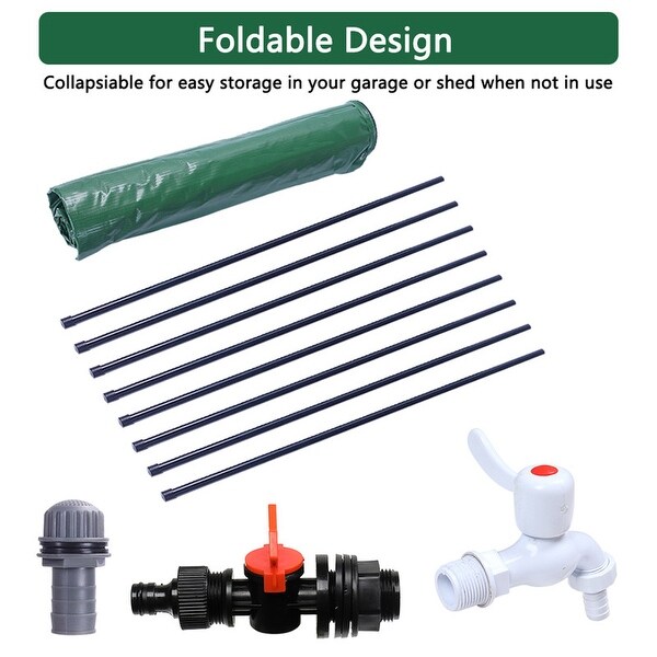 200 Gallon Green Folding Rain Barrel Water Collector - 39.3x37.7