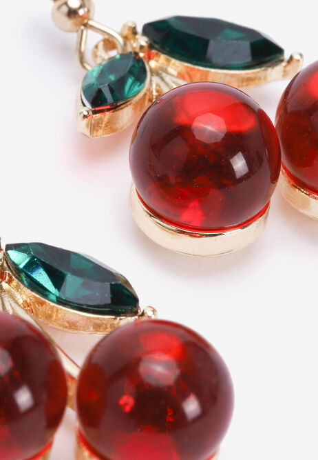 Womens Red Cherry Drop Earrings