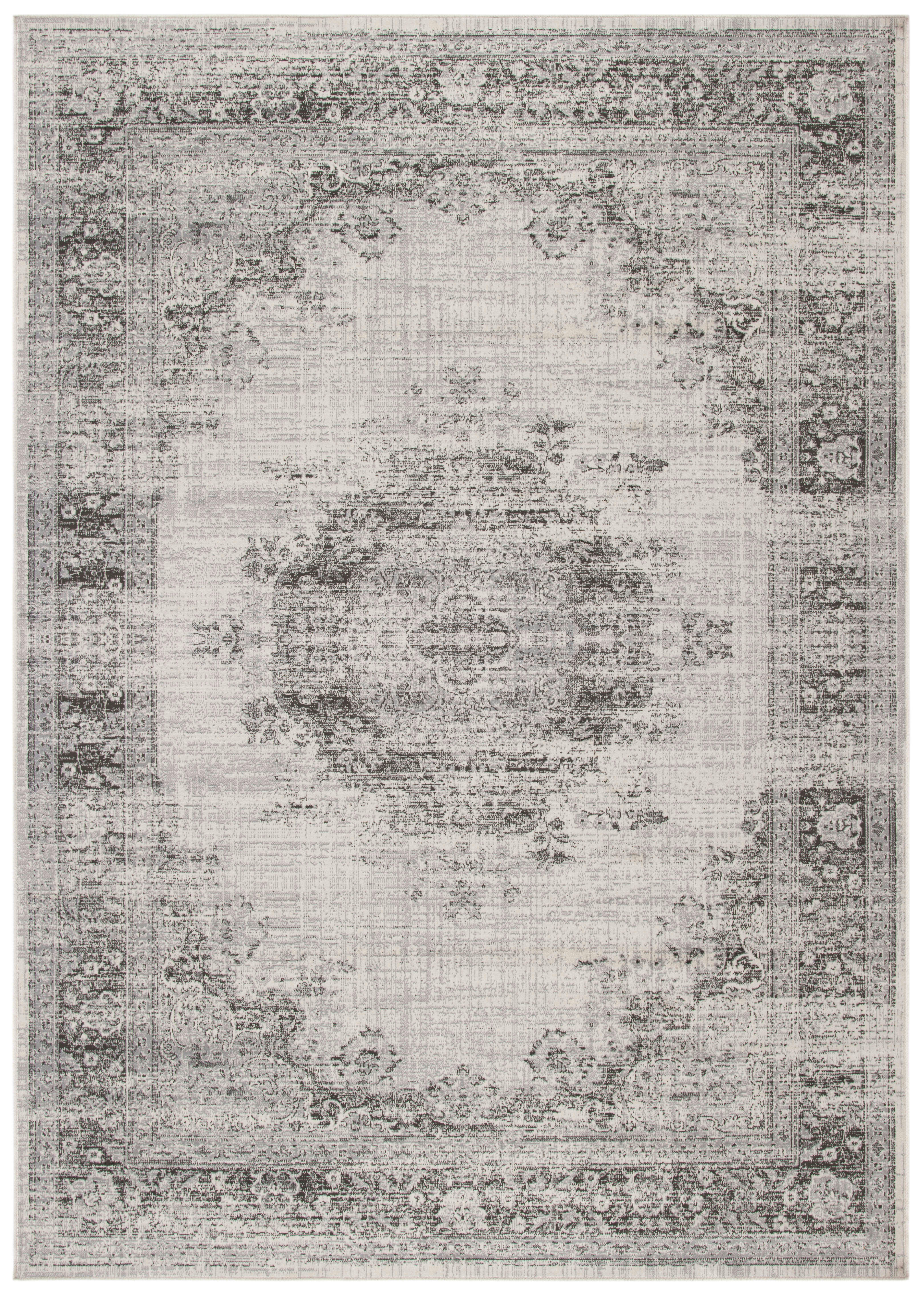ATLAS - Tapis de salon interieur en ivoire & gris, 122 x 183 cm